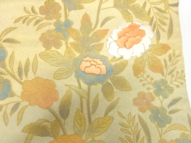 アンティーク　牡丹模様刺繍名古屋帯